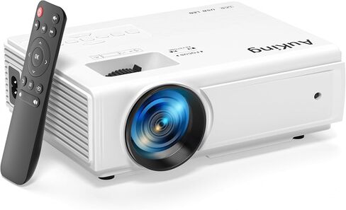 AuKing Projector, 2026 Upgraded Mini Projector, Full HD 1080P Home Theater Video Projector, Compatible with HDMI/USB/Smartphone/TV Box/Laptop (White) in Kuwait