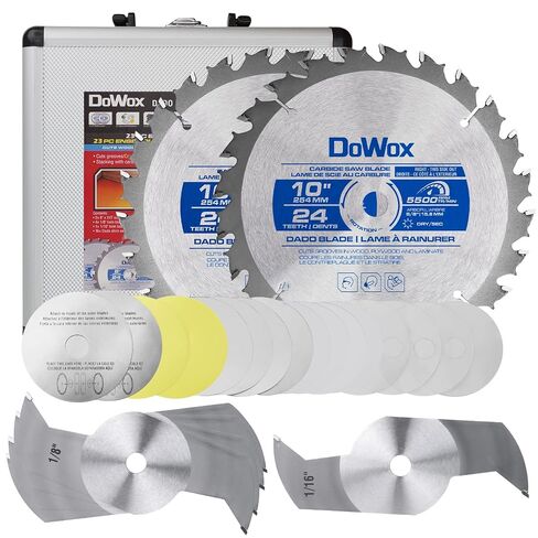 10" Carbide Stacked Dado Saw Blade Set, Pro Dado Set for Fine Finished Cuts, Grooves, Dados and Rabbets, 24 Tooth with 5/8" Bore, 23 Pieces in Saudi Arabia