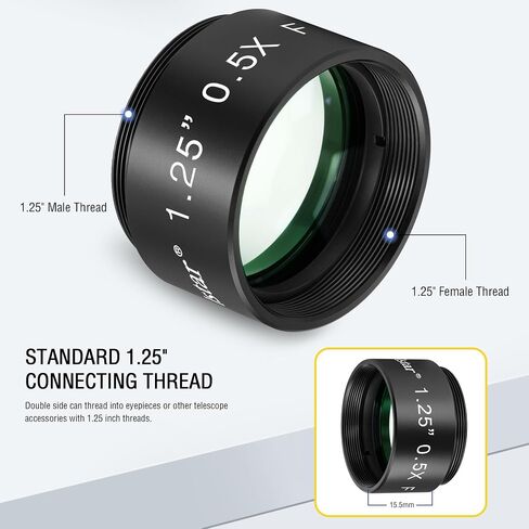 Alstar 0.5X Reducer for Photography and Observing - Bundle with - 1.25-Inch Seven Telescope Filters in Kuwait