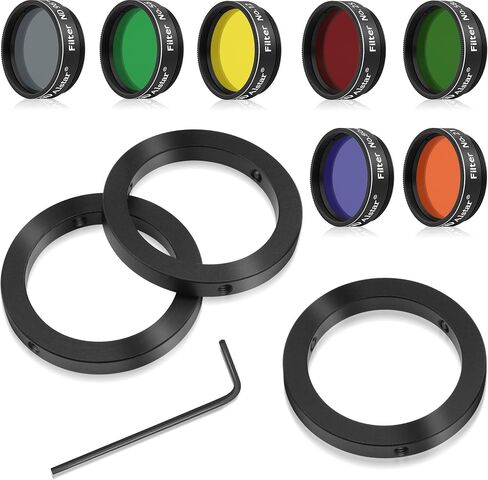 Alstar Filter Set of 1.25-Inch Seven Telescope Filters - Bundle with - 1.25" Telescope Eyepiece Parfocal Rings in Kuwait