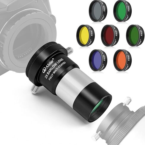 Alstar Filter Set of 1.25-Inch Seven Telescope Filters - Bundle with - 1.25 inch 2X Barlow Lens in Kuwait
