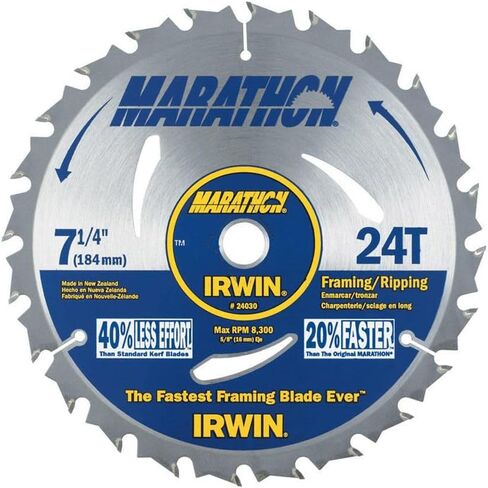 IRWIN Tools MARATHON Carbide Corded Circular Saw Blade, 7 1/4-inch, 24T (24030) in Saudi Arabia