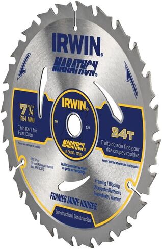 IRWIN Tools MARATHON Carbide Corded Circular Saw Blade, 7 1/4-inch, 24T (24030) in Saudi Arabia
