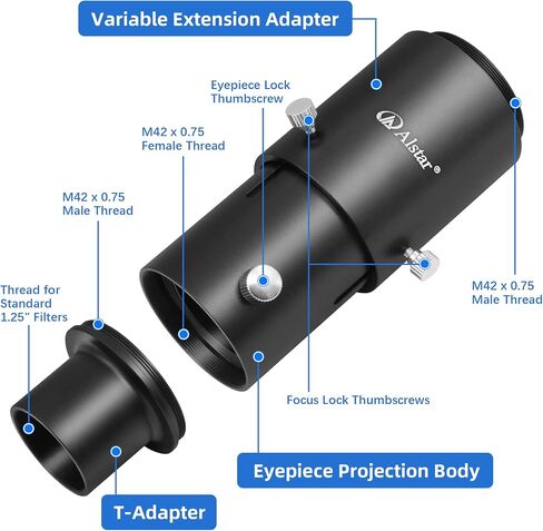Alstar Filter Set of 1.25-Inch Seven Telescope Filters - Bundle with - 1.25" Extendable Camera Adapter in Kuwait