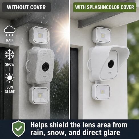 SplashNColor Rain Cover for Blink Outdoor Camera 3rd Gen (2 Pack) – Weatherproof Protective Hood | No-Drill Snap-On Canopy Shield | Blocks Sun Glare Rain Snow | Home Security Camera in Kuwait