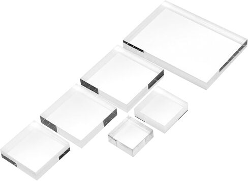 6 Pcs Clear Acrylic Blocks Wedding Flat Lay Props for Display | Solid Acrylic Riser Clear Stamp Display Block Set Props Wedding, Acrylic Pedestal Crystal Blocks for Ring Geodes Crafts in Kuwait