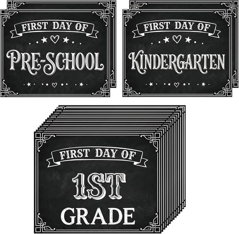 FLYAB First & Last Day of School Sign 16 Pack Double Sided Back to School Photo Props for Preschool to College Welcome Goodbye Photo Booth Signs Premium Decorative Edition with Stars Hearts Dots in Kuwait