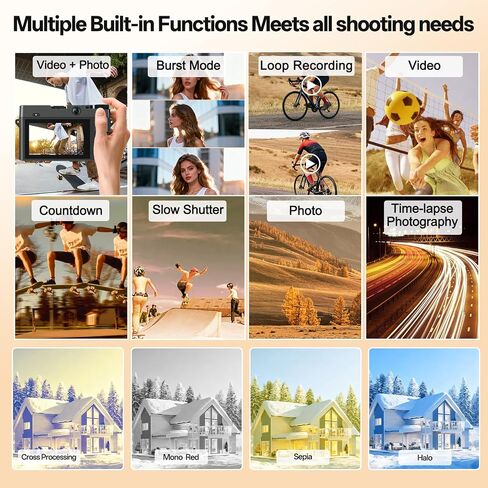 5K 75 MP Digital Camera for Photography with 18X Zoom, 64GB, UHD Dual Lens | WiFi Autofocus Vlogging Camera, Compact Point and Shoot Travel Cameras for Beginner and Teen, 1 Charge for 2 Batteries, Gift in Kuwait