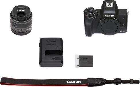 Canon EOS M50 Mark II + EF-M 15-45mm is STM Kit Black (Renewed) in Kuwait