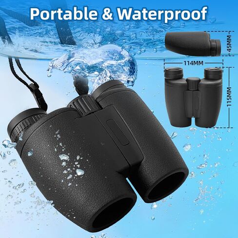 8x30 Binoculars for Adults, High Power Compact Binocular for Travel Hiking Concert Ship Cruise Hunting Bird Watching, Khaki Waterproof Binocular for Kid in Kuwait