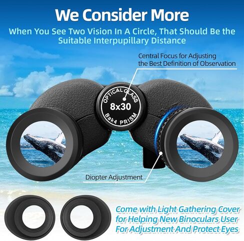 8x30 Binoculars for Adults, High Power Compact Binocular for Travel Hiking Concert Ship Cruise Hunting Bird Watching, Khaki Waterproof Binocular for Kid in Kuwait