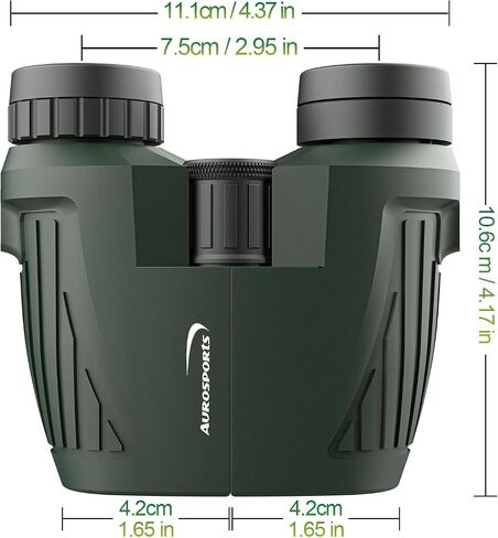 Aurosports 15x25 Compact Binoculars for Adult Kids - High Power Binoculars for Bird Watching - Easy Focus Small Binocular with Low Light Vision for Travel, Camping, Concert, Hiking -Green in Kuwait