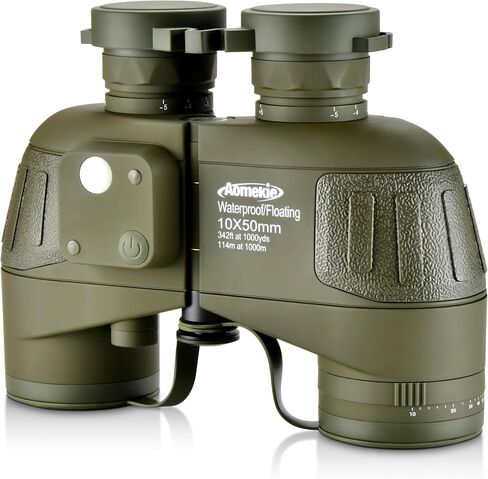 AOMEKIE 10x50 Waterproof Marine Binoculars for Adults with Rangefinder Compass BAK4 Prism FMC Lens for Birdwatching Hunting Boating in Kuwait