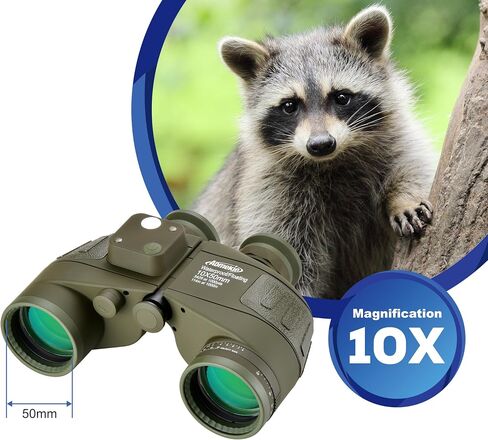 AOMEKIE 10x50 Waterproof Marine Binoculars for Adults with Rangefinder Compass BAK4 Prism FMC Lens for Birdwatching Hunting Boating in Kuwait