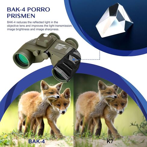 AOMEKIE 10x50 Waterproof Marine Binoculars for Adults with Rangefinder Compass BAK4 Prism FMC Lens for Birdwatching Hunting Boating in Kuwait