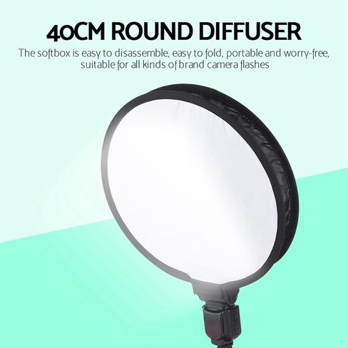 Round Softbox Portable Studio Flash Diffuser Light Softbox, Foldable Round Shape Softbox Diffuser Speedlight Umbrella Diffuser with Carrying Bag for Portrait and Product Photograph in Kuwait