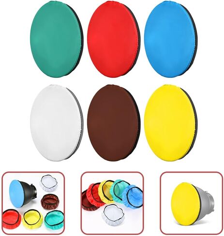 PRETYZOOM 6pcs 18cm Flash Diffuser and Camera Light Reflector Set for Photography Softening Studio Video Lighting, Portable Mixed Style Reflectors for Professional Photographers in Kuwait