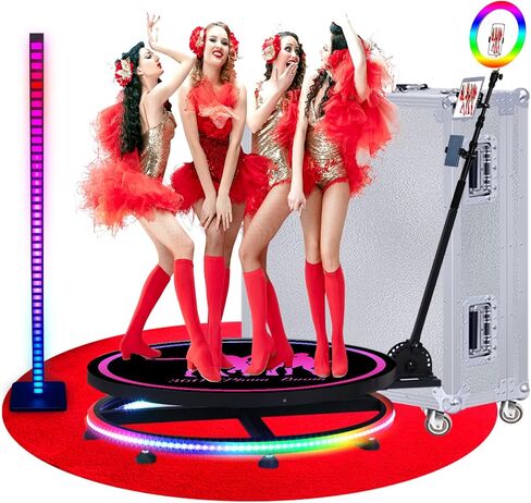 360 Photo Booth Machine with Flight Case & Red Carpet for Parties,360 Slow Motion Camera Booth with Custom Magnetic Logo & Deluxe Suit,Control by APP or Remote,Flight Case(39.6 in) in Kuwait