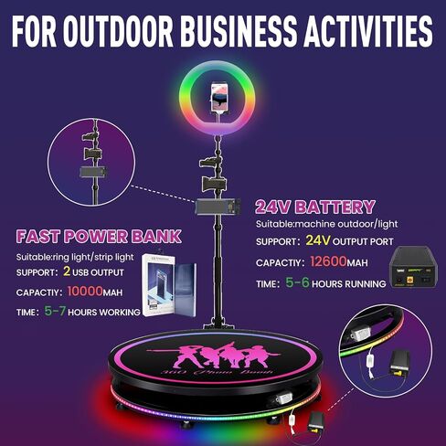 360 Photo Booth Machine with Flight Case & Red Carpet for Parties,360 Slow Motion Camera Booth with Custom Magnetic Logo & Deluxe Suit,Control by APP or Remote,Flight Case(39.6 in) in Kuwait