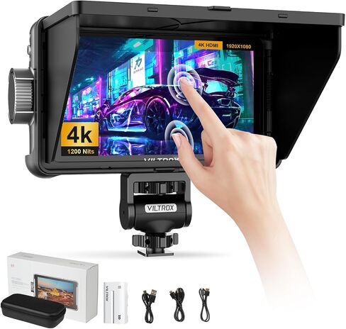 VILTROX DC 550 5.5" Camera Field Monitor for DSLR Touchscreen Camera Monitor 4K with Sunshade Hood Video Monitors for Sony Canon Nikon 3D LUT HDR 4K HDMI in and Out Exposure Focus Assist Waveform Grey in Kuwait