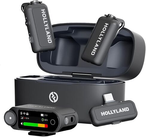 Hollyland Lark MAX 2 Combo 2.4GHz 2-Person Wireless Lavalier Microphone System, Space Gray, Bundle with 20W 2-Port USB-C/USB-A Wall Charger in Kuwait