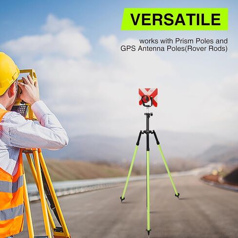 6FT/1.8M Aluminum Surveying Tripod for Prism Pole, GPS RTK, Total Station, Adjustable Lightweight Tripod with Carry Bag, Surveying Bipod/Tripod for Construction, Land Survey, Green in Kuwait