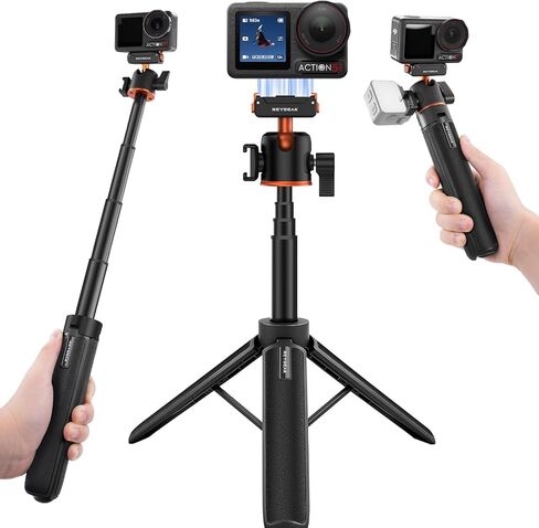 REYGEAK 21" Camera Tripod 360° Ball Head for DJI Osmo 360 Action 5 pro/4/3 | 21.6" extendable selfie stick for vlogs, with cold shoe, magnetic and quick release design, for DJI Osmo 360 Action 5 pro/4/3 in Kuwait