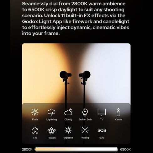 Godox FL15Bi Bi-Color LED Video Flash Light, Photography Flashlight | 11 FX Effects, IP54 Weather Resistant, 1/4" Threaded, Lightweight Handheld Fill Light Spotlight for Photo, Video w/Barndoor in Kuwait