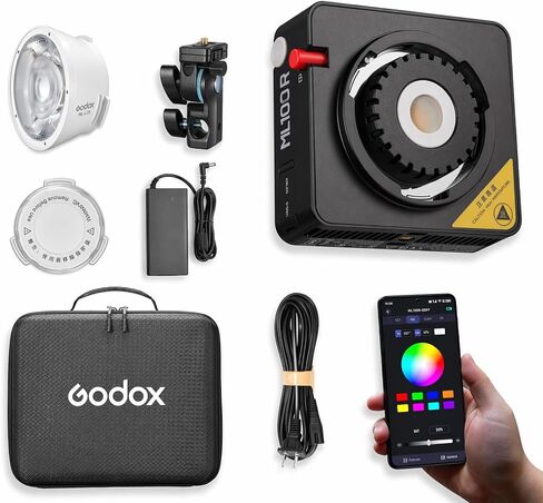 Godox ML100R 110W RGB LED Video Light | 1800–10000K CCT, 14 Cinematic FX, App Control, Multiple Power Options and Interchangeable 15° Reflector, Black in Kuwait
