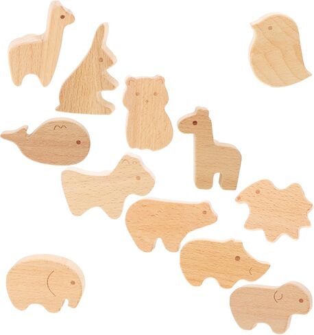 12pcs Cute Wooden Animal Drawer Knobs Natural Decorative Cabinet Pulls for Dresser Nursery and Furniture with Screws Easy to Install Versatile Animal Designs in Kuwait