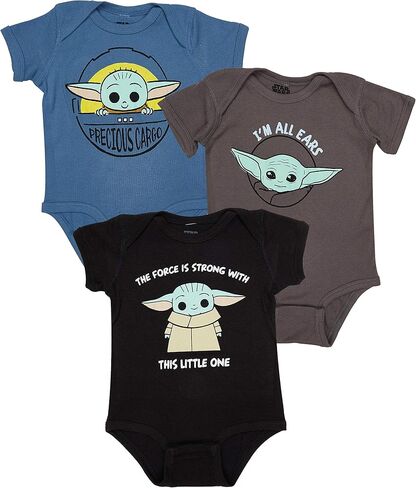 STAR WARS Baby Boys Bodysuit Three Pack - Baby Yoda Clothes in Kuwait