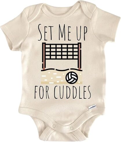 Beach Volleyball Baby Bodysuit– Funny Infant Outfit, Unisex Cotton Baby Clothes, Short Sleeve Newborn Bodysuit in Kuwait