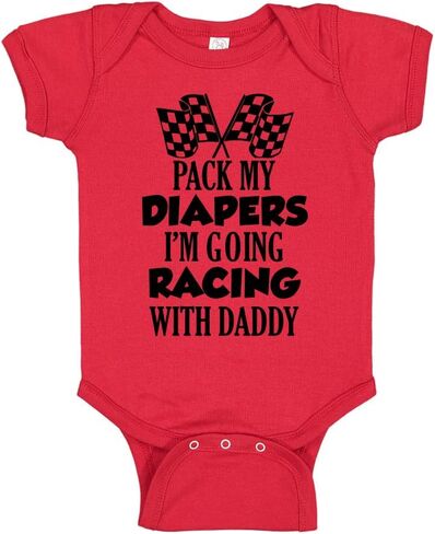 Pack My Diapers I'm Going Racing with Daddy Racing Baby One Piece or Toddler T-Shirt in Kuwait