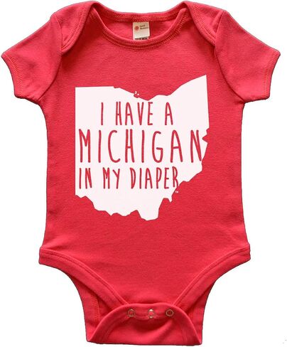 Michigan In My Diaper Funny Onesie - 100% Cotton Ohio State Baby Clothes - Funny Gift - Made In The USA Red Newborn in Kuwait