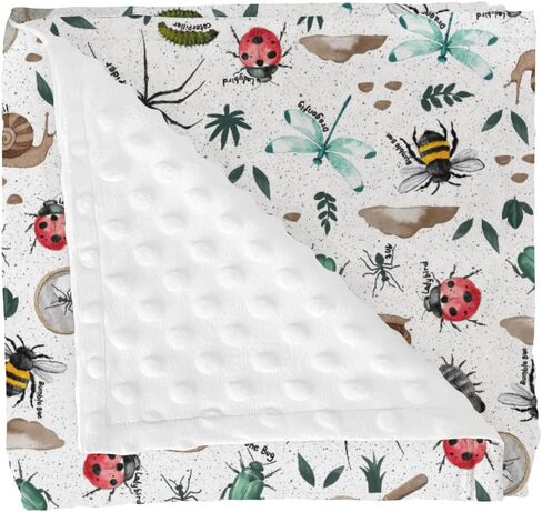 Bugs Hunt Baby Blankets for Girl Boy Bees Snails Dragonflies Soft Mink Dotted Backing Double Layer Swaddle Receiving Blanket Outdoors Explore Toddler Nursery Bed Blanket Stroller Crib 30x40 in Kuwait
