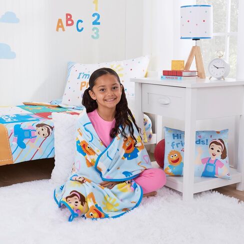 NoJo Ms. Rachel Happy Patchwork Toddler Blanket, Blue in Kuwait