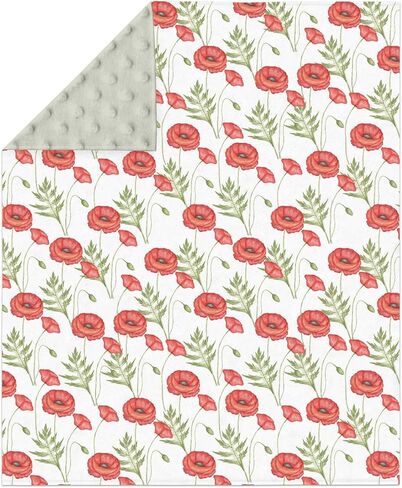 Red Floral Spring Baby Blanket for Girl Boy Soft Mink Dotted Backing Double Layer Swaddle Receiving Blanket Bed Throws for Newborn Toddler Crib Stroller 30x40 in Kuwait