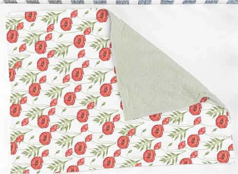 Red Floral Spring Baby Blanket for Girl Boy Soft Mink Dotted Backing Double Layer Swaddle Receiving Blanket Bed Throws for Newborn Toddler Crib Stroller 30x40 in Kuwait