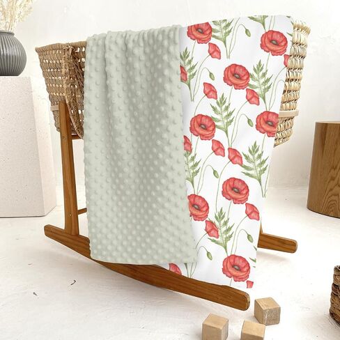Red Floral Spring Baby Blanket for Girl Boy Soft Mink Dotted Backing Double Layer Swaddle Receiving Blanket Bed Throws for Newborn Toddler Crib Stroller 30x40 in Kuwait