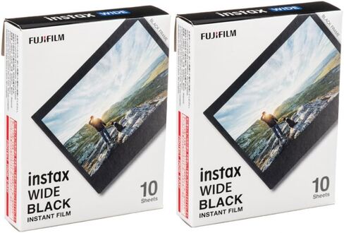 Fujifilm Instax Wide Black Instant Film Twin Pack 20 Sheets for Instax Wide Evo, Wide 400, Wide 300 & Instax Wide Cameras in Kuwait