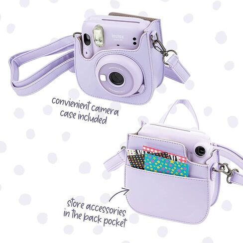 Fujifilm Instax Mini 12 Instant Camera Pastel Blue with Film Value Pack (40 Sheets) + Accessories Including Galaxy Carrying Case Strap, Photo Album, Stickers (Purple) in Kuwait