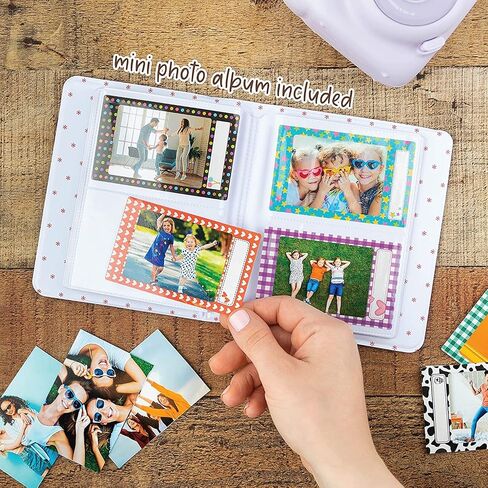 Fujifilm Instax Mini 12 Instant Camera Pastel Blue with Film Value Pack (40 Sheets) + Accessories Including Galaxy Carrying Case Strap, Photo Album, Stickers (Purple) in Kuwait