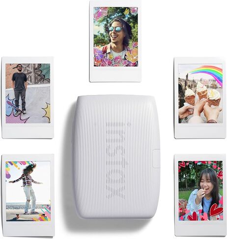 Bundle with Compatible Fuji Mini Link 3 Smartphone Printer Clay White + Fuji Film Value Pack 20 Sheets Accessories Bundle with Album + 5 Plastic Desk Frames + Paper & Sticker Frames (Clay White) in Kuwait