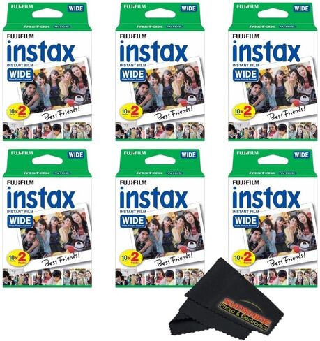 Fujifilm Instax Wide Instant Film Twin Pack with Sunshine Photo Microfiber Cloth... (5 Pack-100 Exposures) in Kuwait