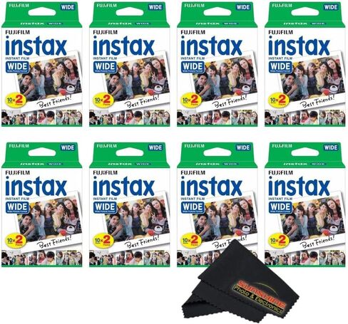 Fujifilm Instax Wide Instant Film Twin Pack with Sunshine Photo Microfiber Cloth... (5 Pack-100 Exposures) in Kuwait