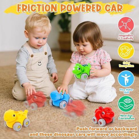Toddler Toys for 1 2 Year Old Boy Gifts, Dinosaur Slide with 4 Dino Cars | Montessori Learning Toys for Baby 12-18 Months, Educational First Birthday Gifts for Kids, Girls, Push Track for Toddlers 1-3 in Kuwait