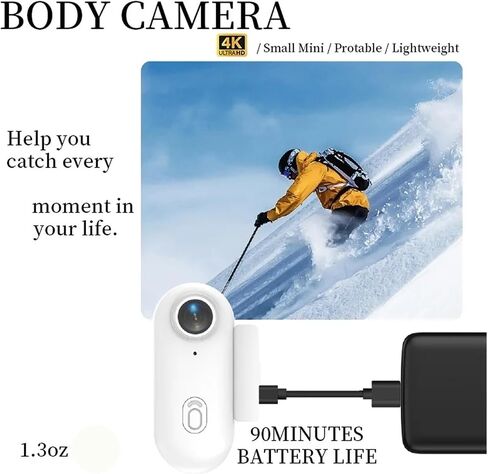 4K WiFi Mini Thumb Action Camera IPX7 Waterproof Portable Video Recorder Helmet Mount Vlogging Cam Support 128GB Storage in Kuwait