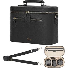 Camera Sling Bag, Waterproof PU Leather Crossbody Camera Case for Photographers, Small Shoulder Bag Compatible for Canon Nikon Sony (Black) in Saudi Arabia