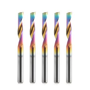 CNC Router Bits Single Flute End Mill for Aluminum Cutting - 1/8 Inch (3.175mm) Shank Solid Carbide Spiral Router Bits with DLC Coating, 3/5'' (15mm) Cutting Length CNC Bits Milling Cutter (5PCS) in Saudi Arabia