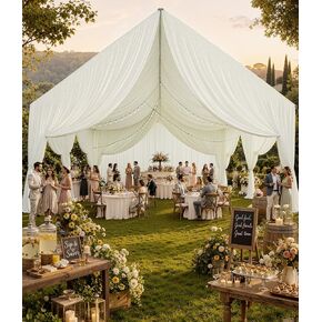 20ft x 40ft Black Ceiling Drapes 4-Pack for Wedding Parties Hang-Kit | Drape curtains , Extra Long 40ft, Wrinkle-Free Polyester Fabric, for Tent Canopy Stage Backdrop, Birthday Ceremony Party Swag in Kuwait